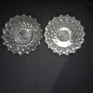 Vintage Fostoria American Cubist Elegant Glass Salad/Bread Plates- Set Of 2